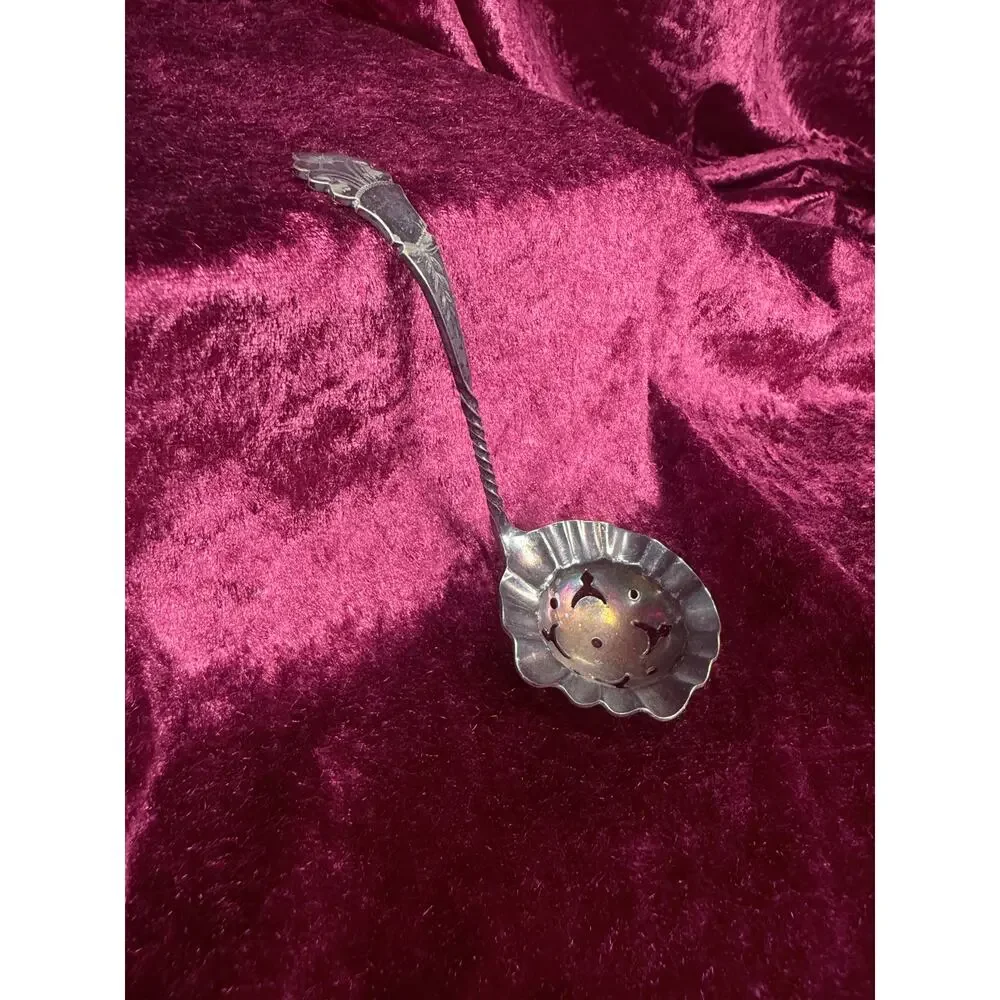 Vintage Silverplate Sugar Sifter Spoon – Pierced Bowl Floral Handle